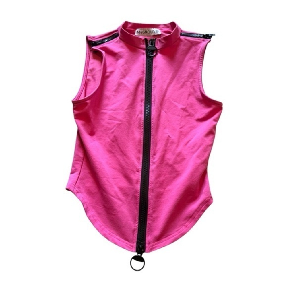 Magnolia Vibrant Pink Zip-Up Tank Top